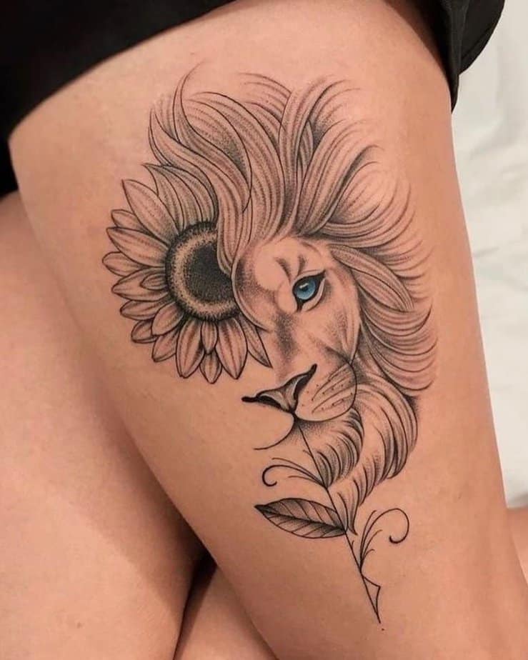 Lion Tattoo Ideen: schwarz und grau Stil