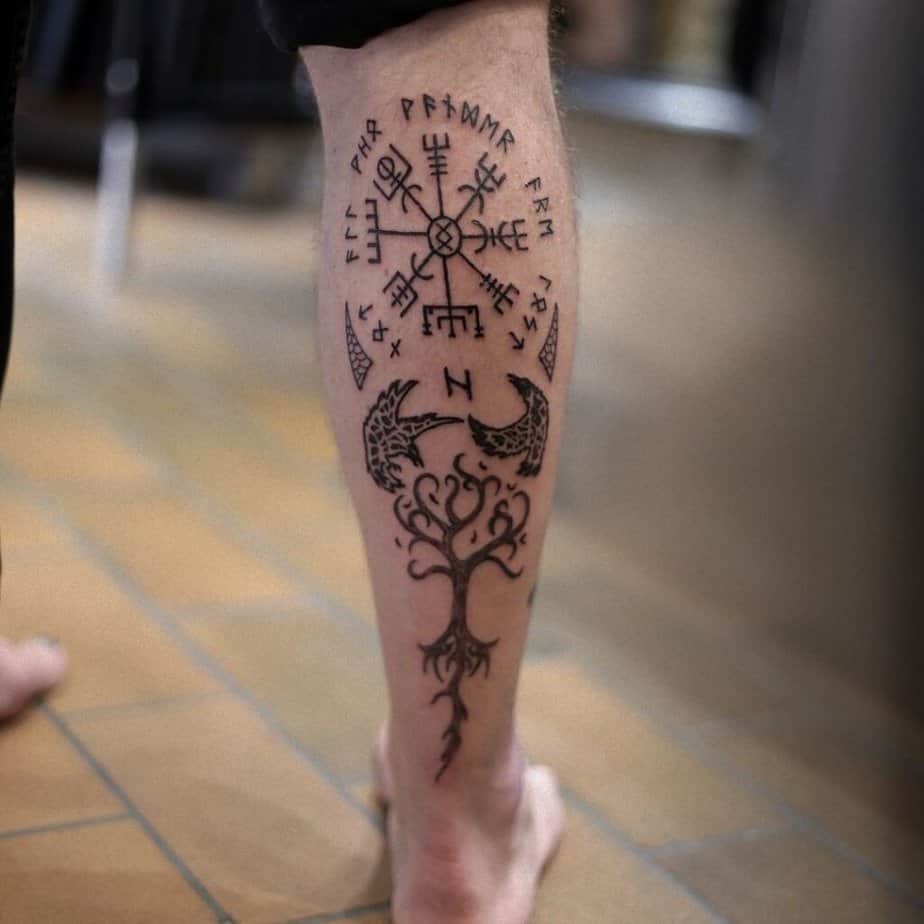 14. Minimalistisches nordisches Tattoo mit einfachem Design und Text