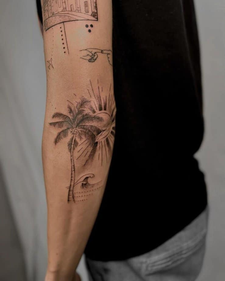 21. Eine Palme Tattoo Ärmel