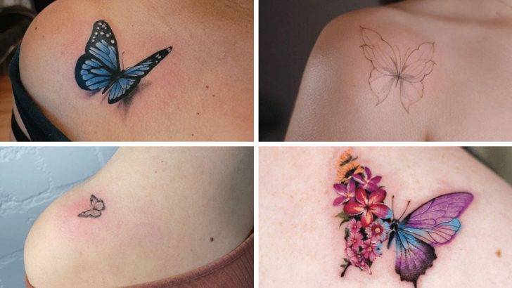 21 Schmetterling Tattoo Ideen perfekt für Ihre Schulter