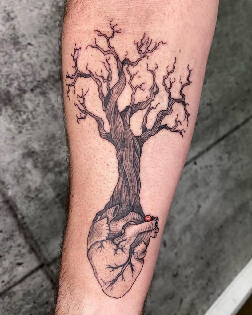 19. Ein Apfelbaum-Tattoo mit einem Twist 