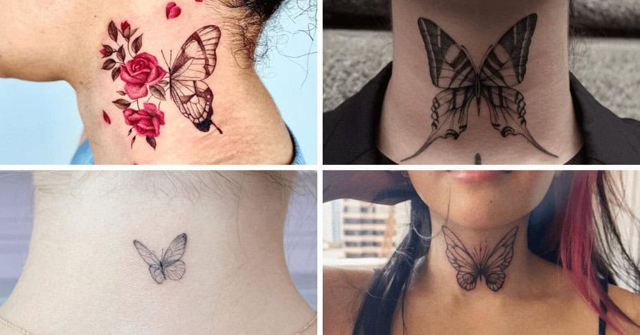 22 Schmetterlings-Nackentattoos, die die Macht der Einfachheit beweisen