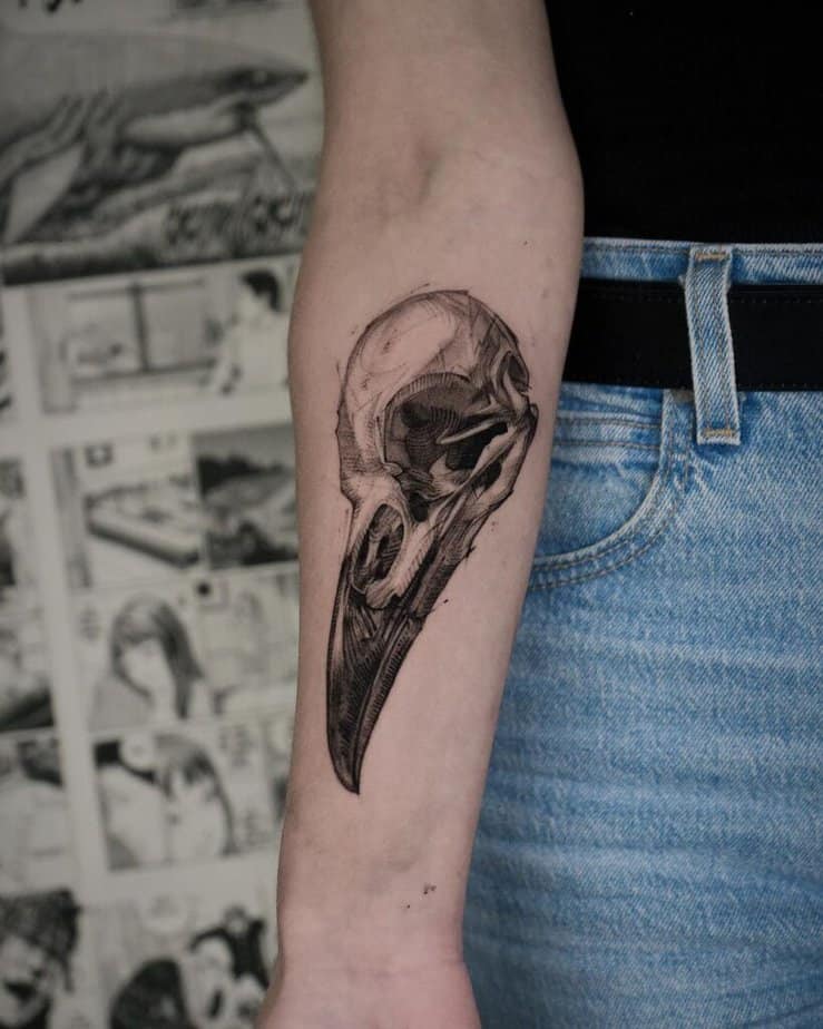 Krähen-Totenkopf-Tattoo