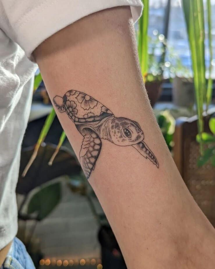 20. Eine niedliche Meeresschildkröte als Tattoo 