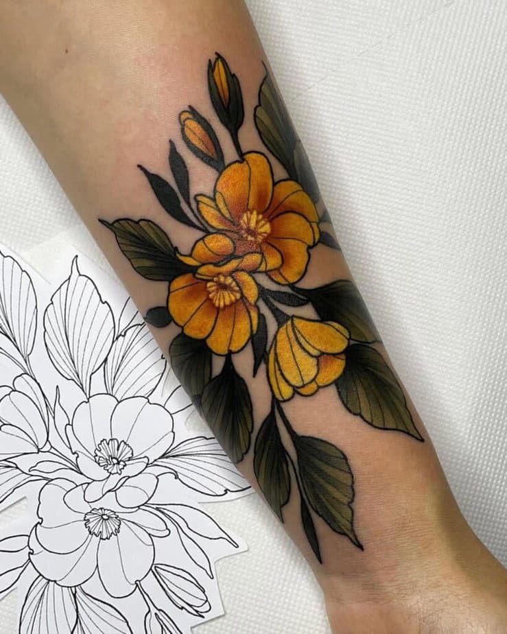 Aquarell-Blumen-Tattoo