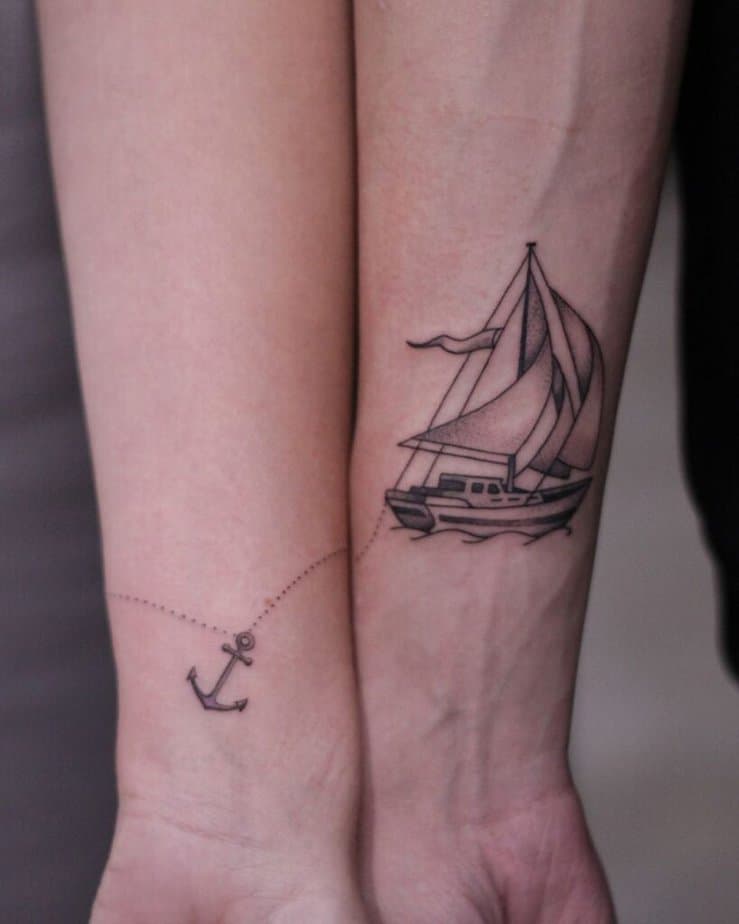 3. Boot und Anker Tattoo für Paare