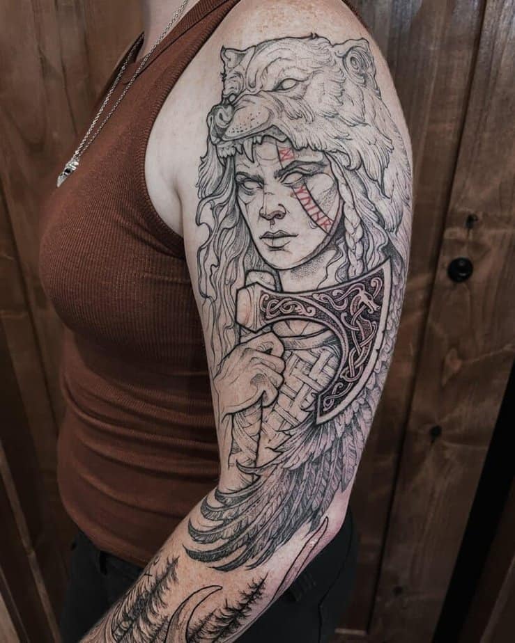 Weiblicher Krieger Tattoo Ärmel