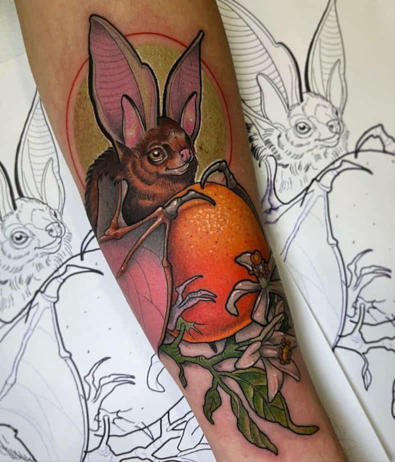 Vollfarbige Fledermaus-Tattoo-Ideen