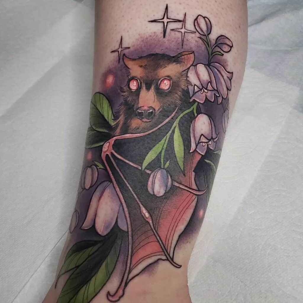 Vollfarbige Fledermaus-Tattoo-Ideen