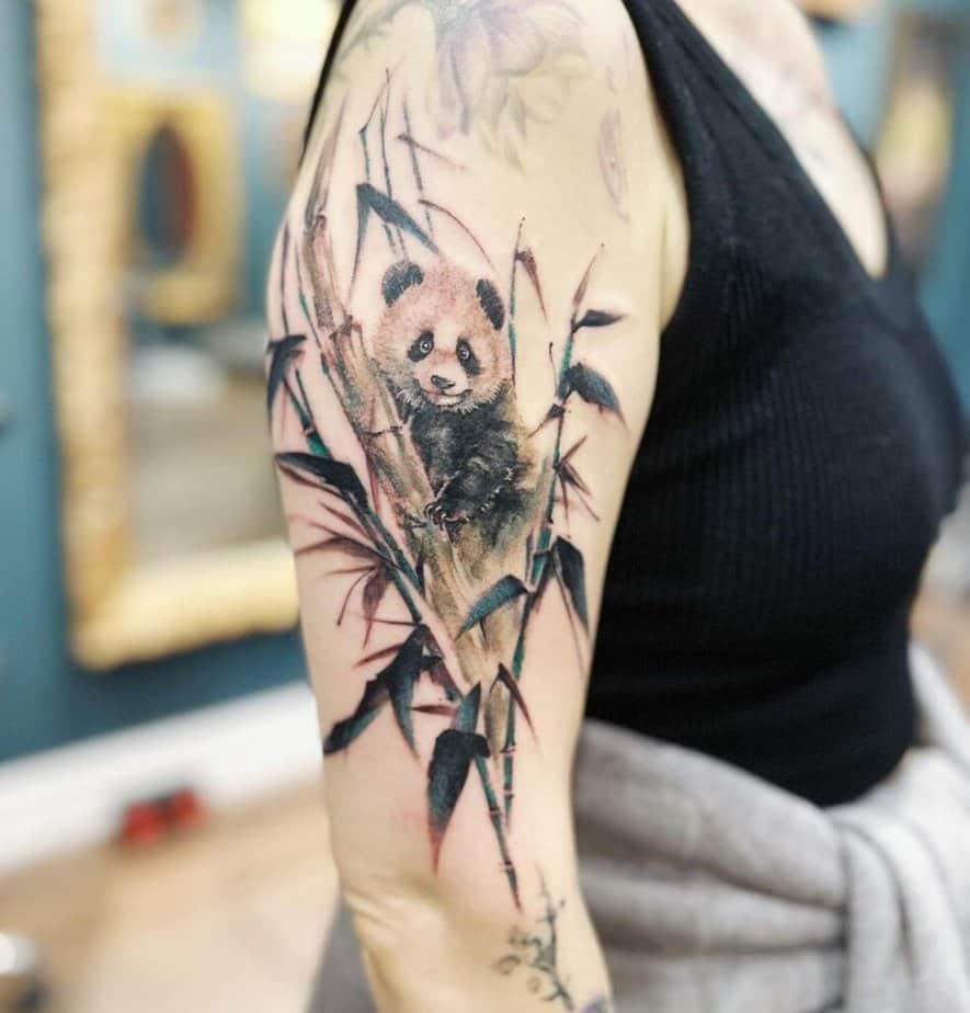 3. Eine chinesische Tintenmalerei Panda Tattoo 