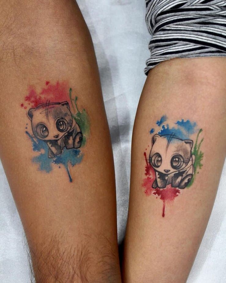 7. Ein passendes Aquarell-Panda-Tattoo
