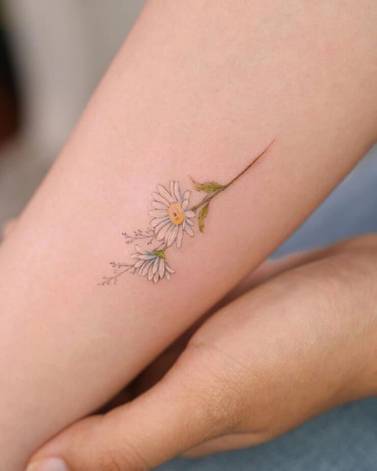 17. Ein zierliches Gänseblümchen-Tattoo 