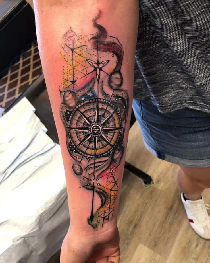 Aquarell Kompass Tattoo