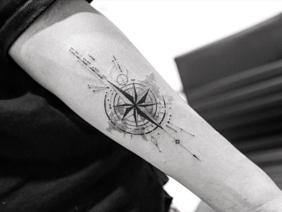 Geometrische Kompass Tattoo Ideen