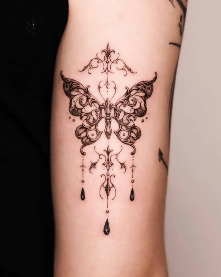 Schwarz und grau Schmetterling Tattoo