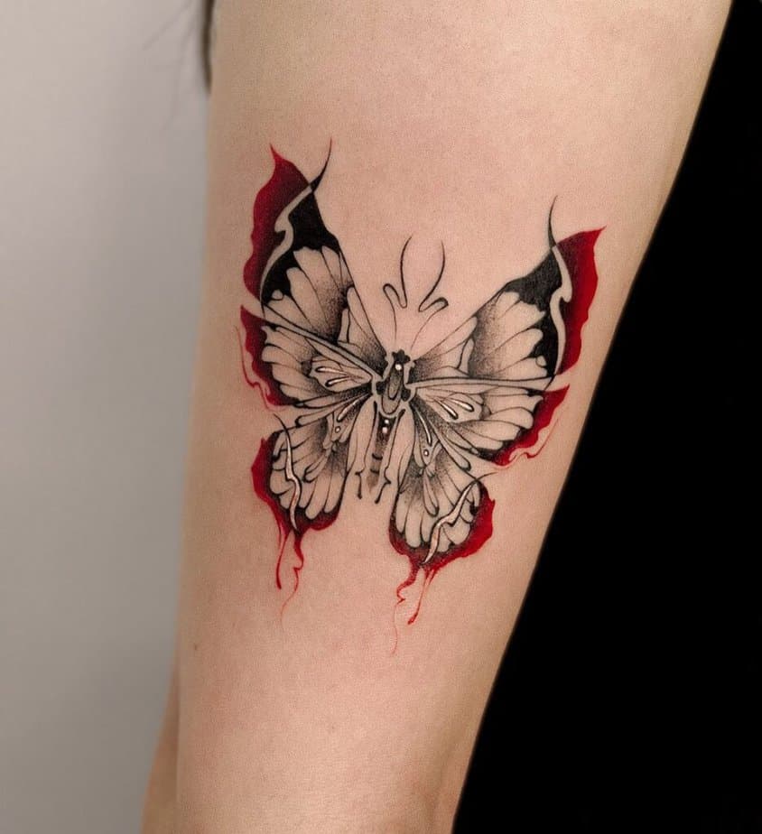 Schwarz und rot Schmetterling Tattoo