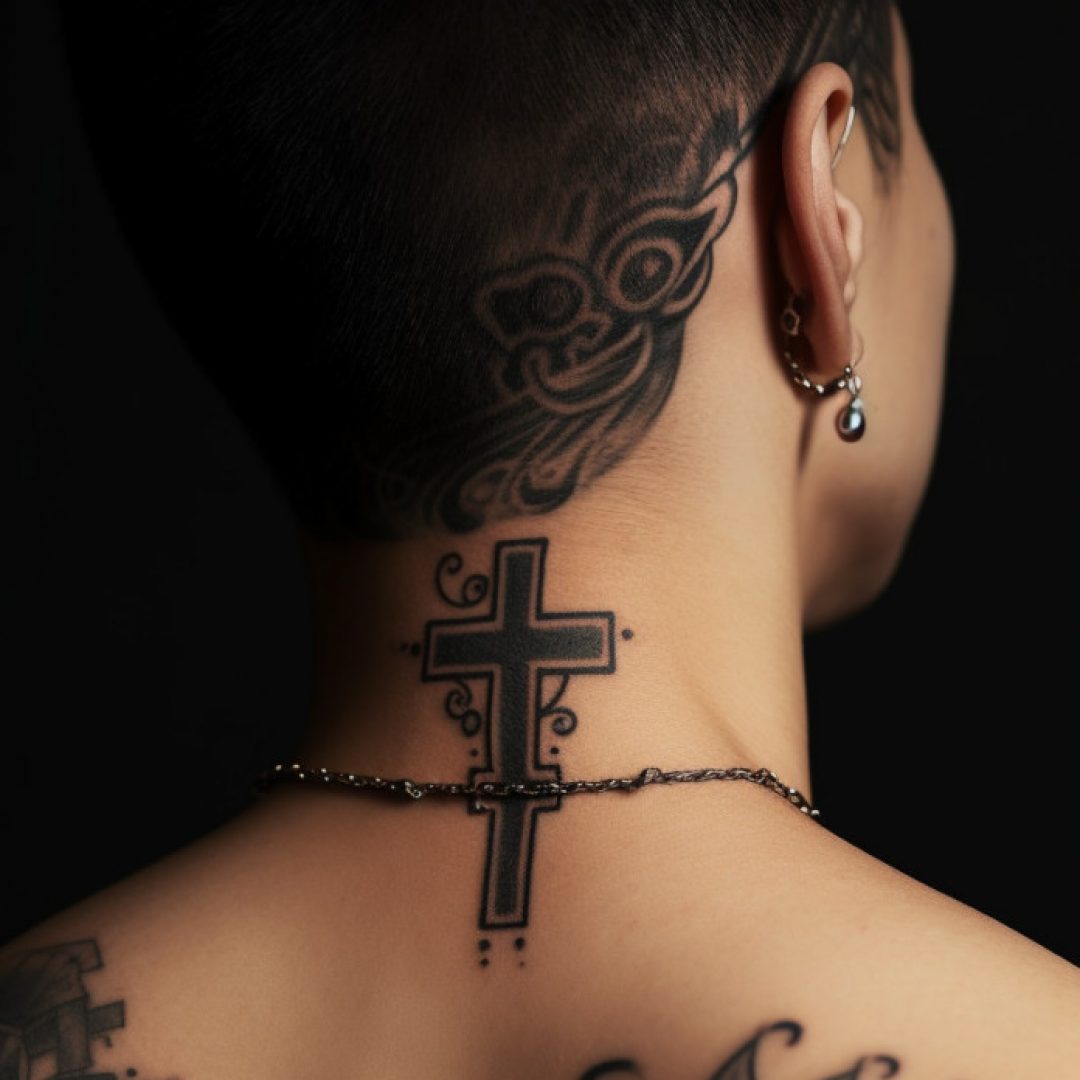 Hals Tattoo Kreuz