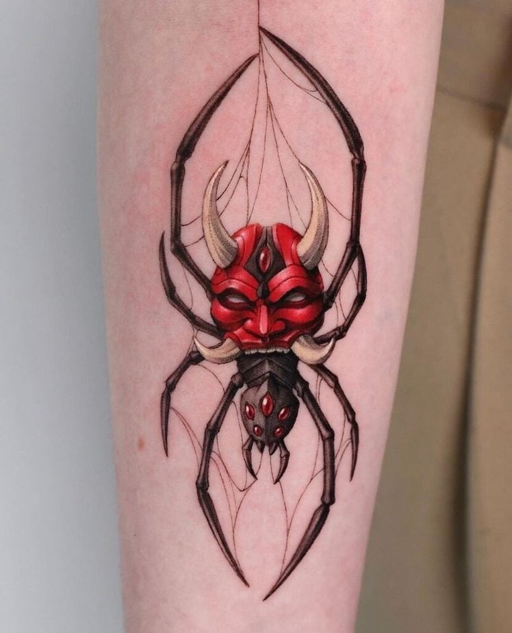 Puppenkopf-Spinnen-Tattoo