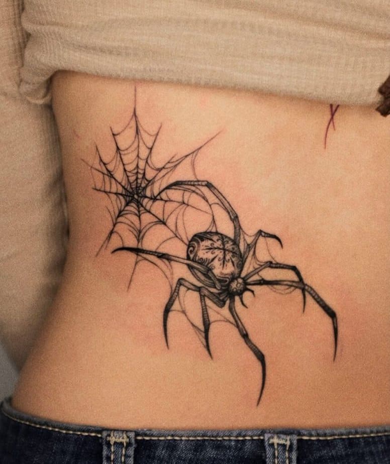 Abdomen Spinne Tattoo
