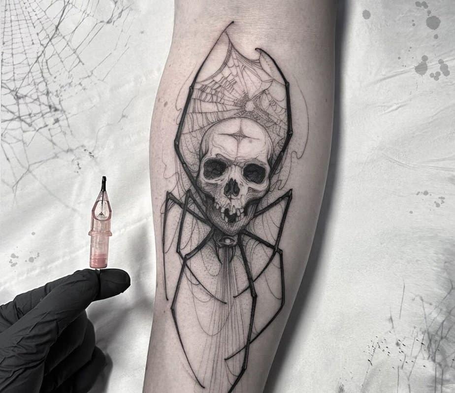 Totenkopf und Spinne Tattoo