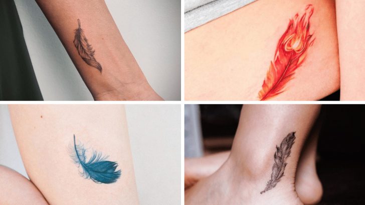 Einfach und symbolisch, 24 Feder-Tattoo-Ideen, die Sie inspirieren