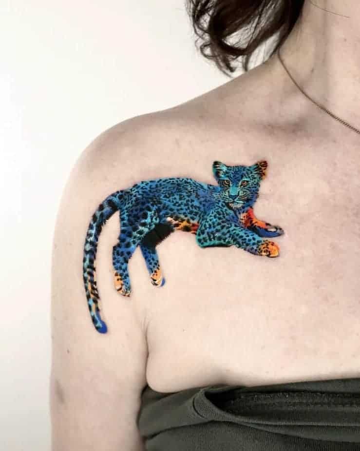 9. Leopard in Blau und Orange