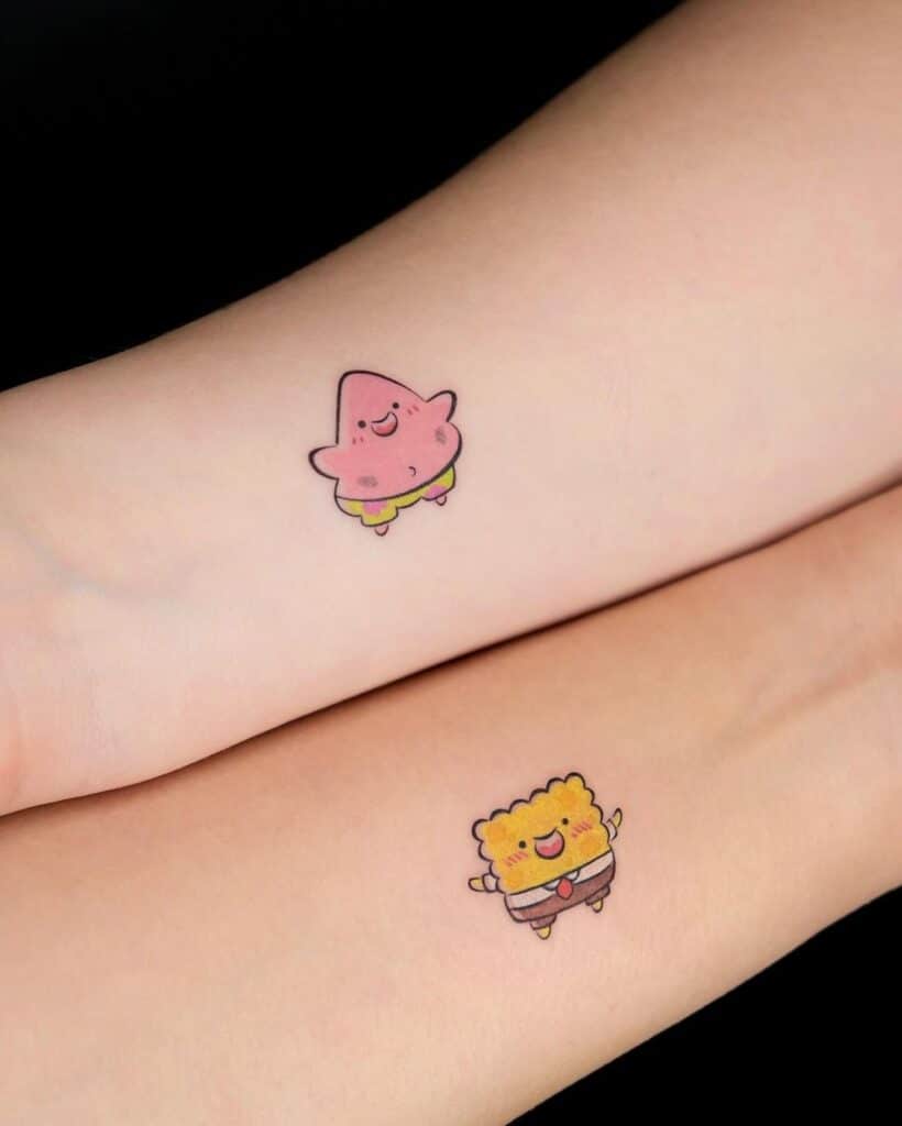 8. Ein passendes Tattoo von SpongeBob und Patrick