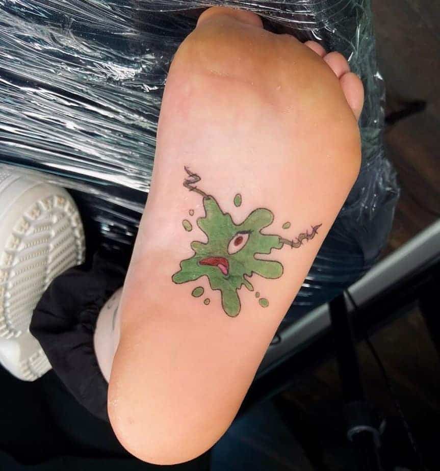 18. Ein Tattoo von Plankton auf der Unterseite des Fußes