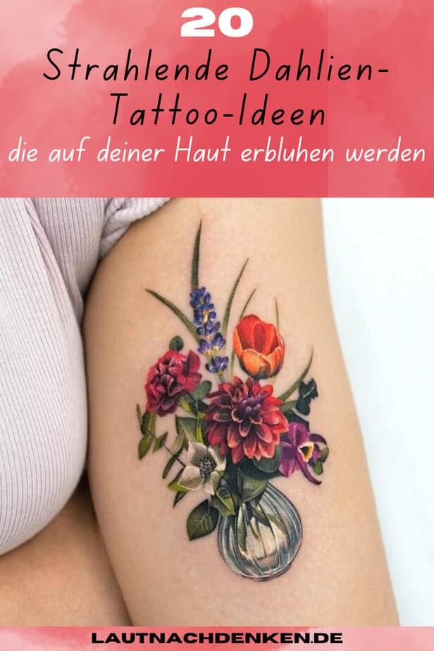 20 Strahlende Dahlien-Tattoo-Ideen, die auf deiner Haut erblühen werden