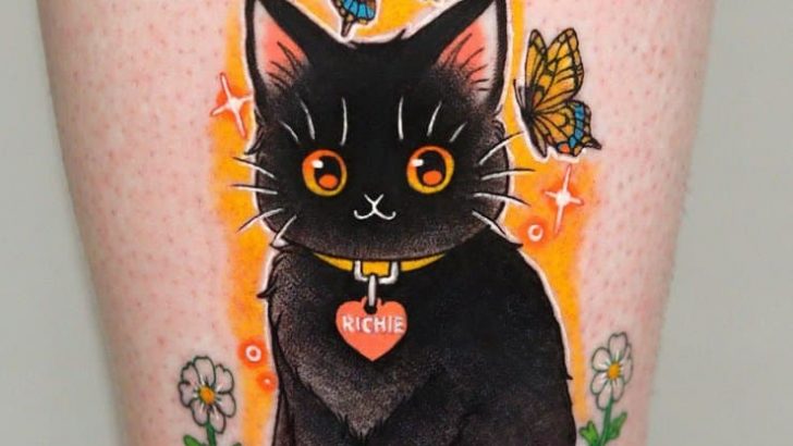 20 Atemberaubende schwarze Katzen-Tattoos, die dir Glück bringen werden