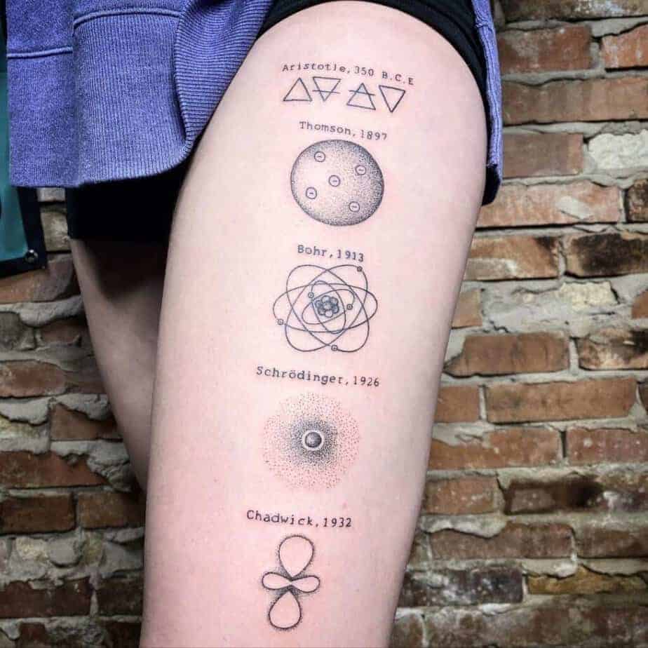 8. Ein Wissenschafts-Tattoo auf dem Oberschenkel