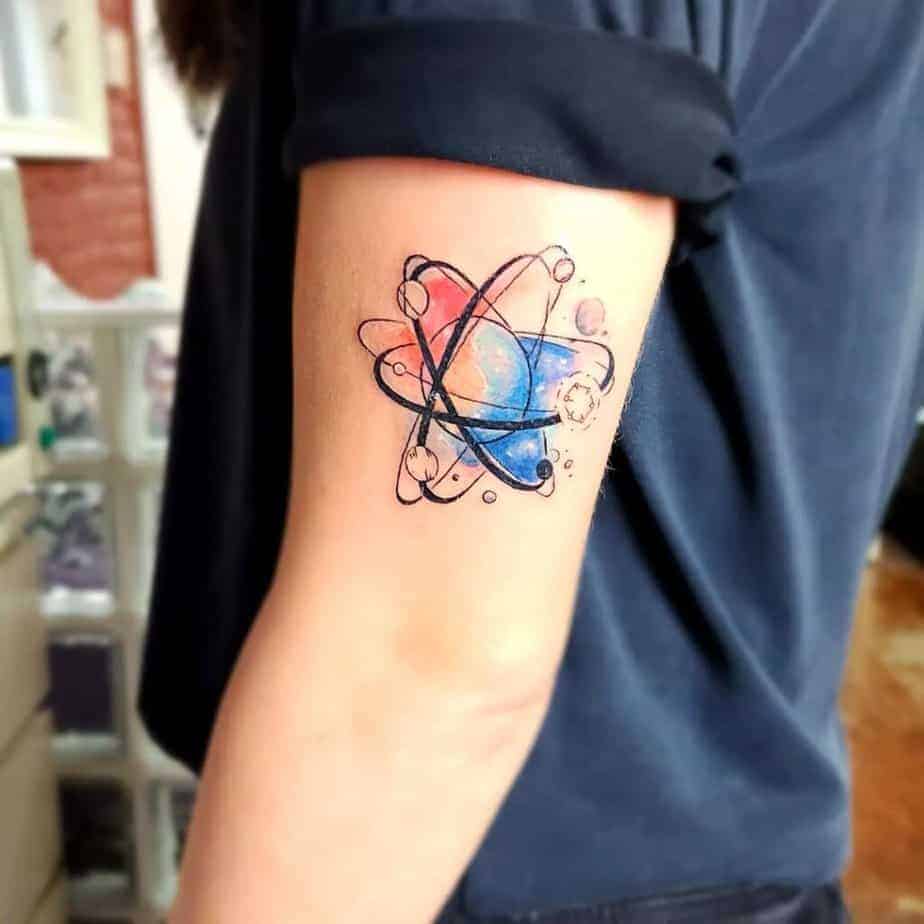 19. Ein Aquarell-Atom-Tattoo