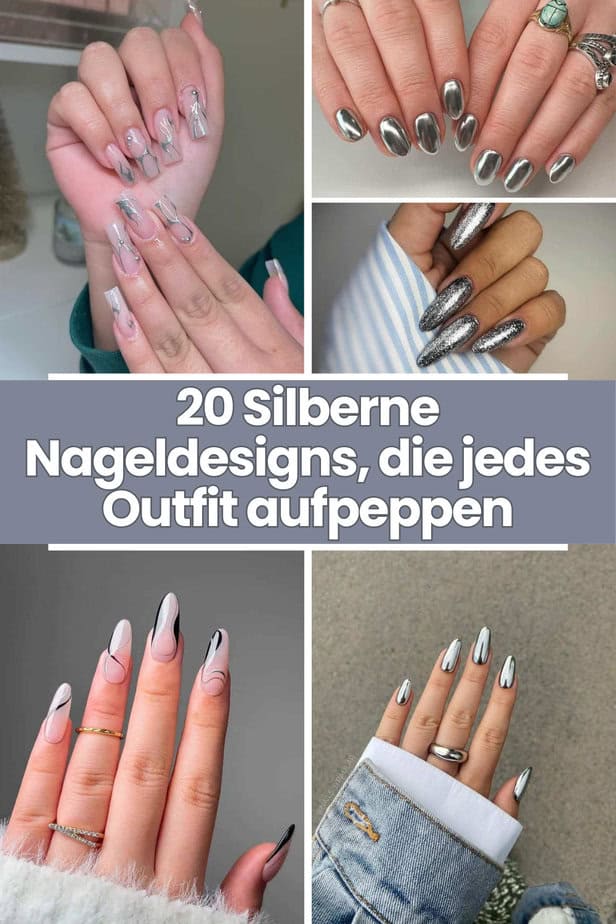 20 silberne Nageldesigns, die jedes Outfit aufpeppen
