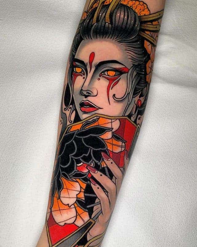 18. Neo-traditionelles Geisha-Tattoo