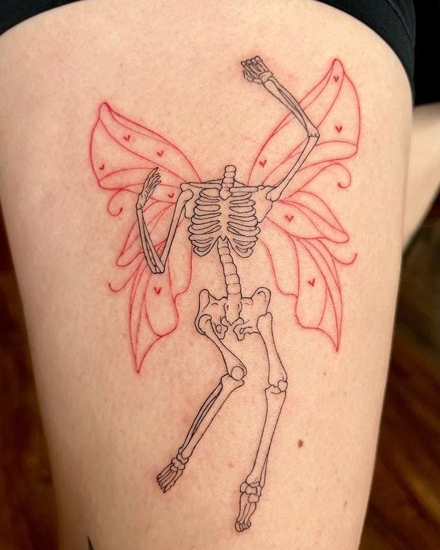 3. Tanzendes Skelett-Feen-Tattoo
