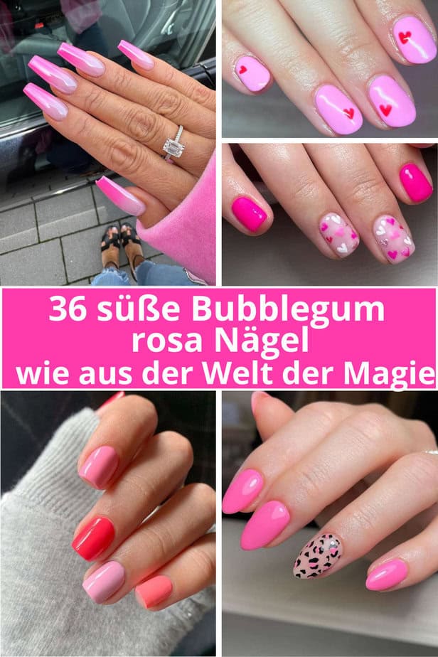 36 süße Bubblegum rosa Nägel wie aus der Welt der Magie