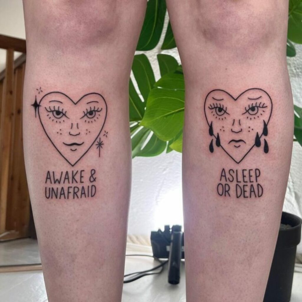 My Chemical Romance Herz-Tattoos auf dem Schienbein