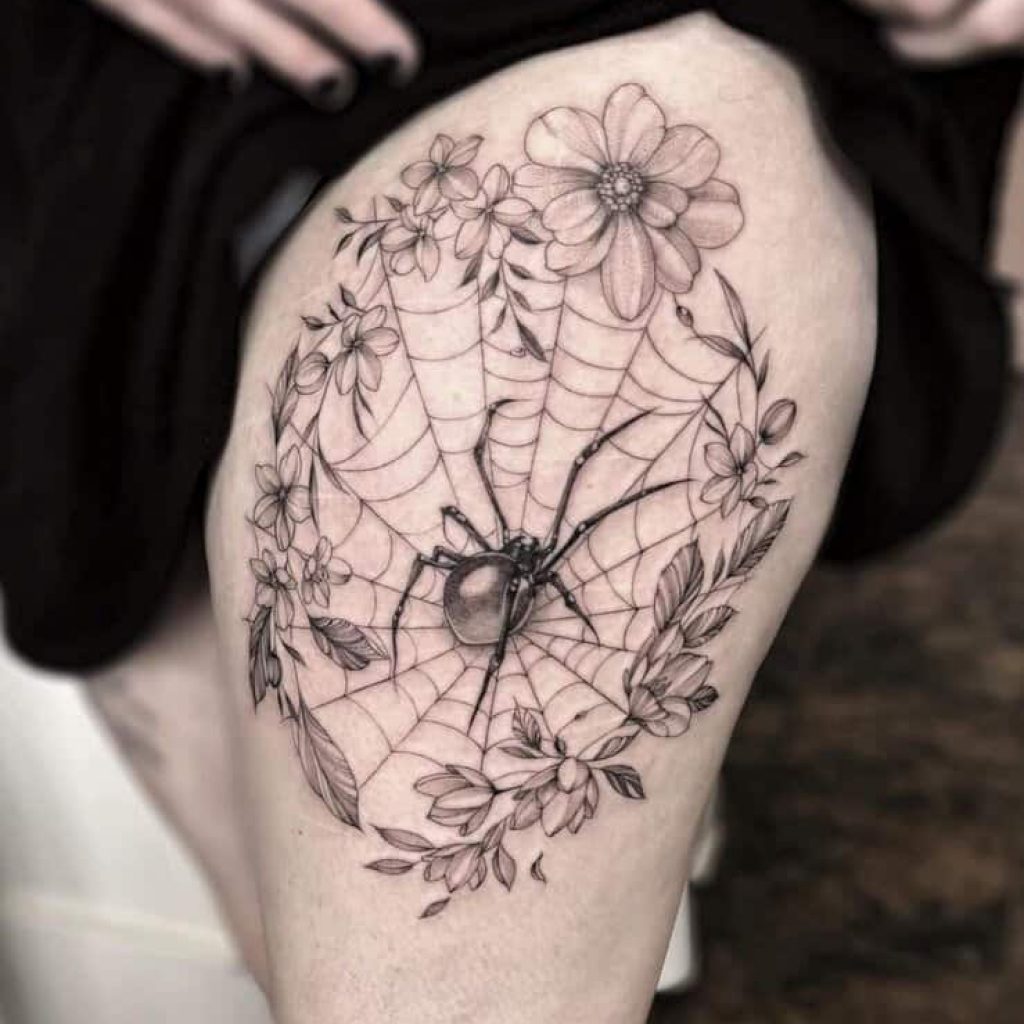Spinnennetz mit floralen Details