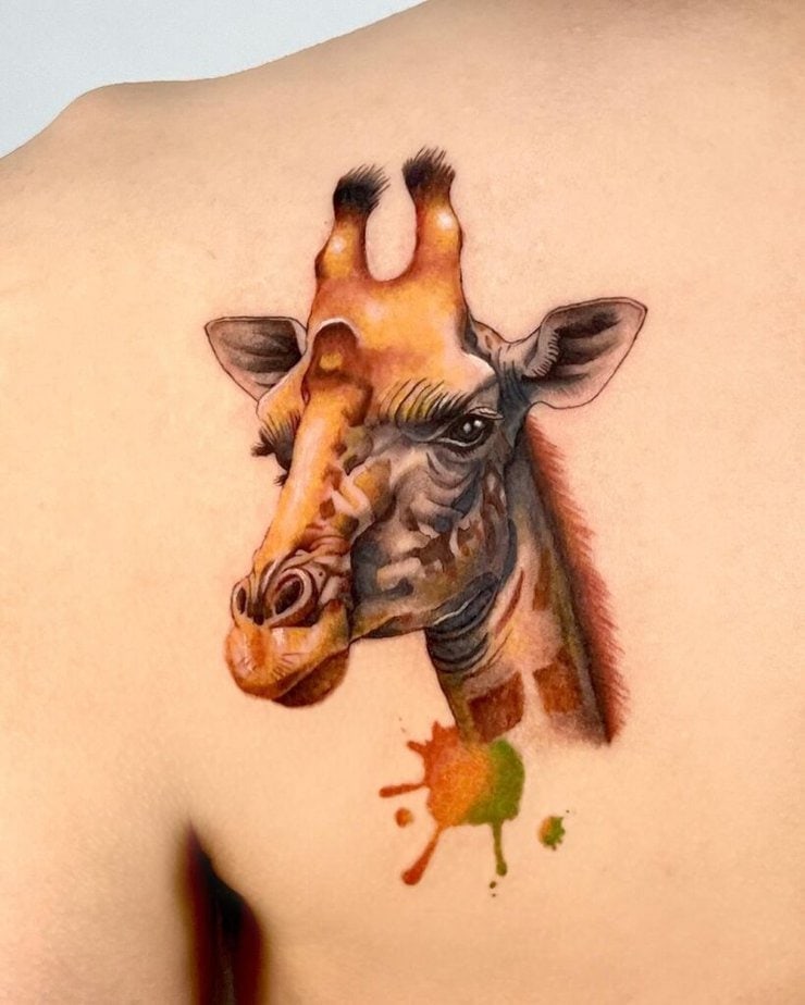 10. Aquarell-Giraffentattoo