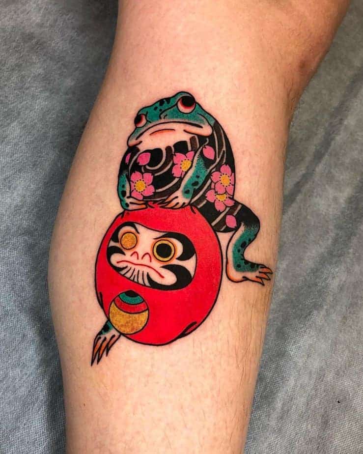 20. Frosch und Daruma Tattoo