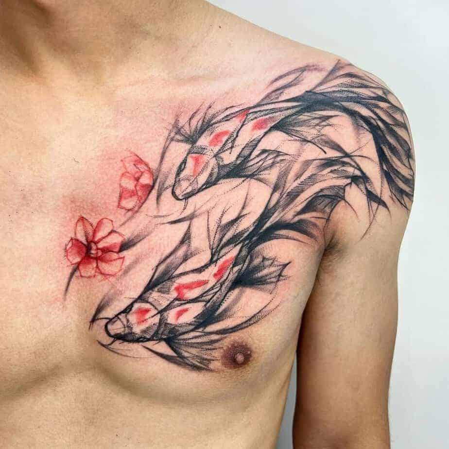 18. Transparentes Koi-Fisch-Tattoo