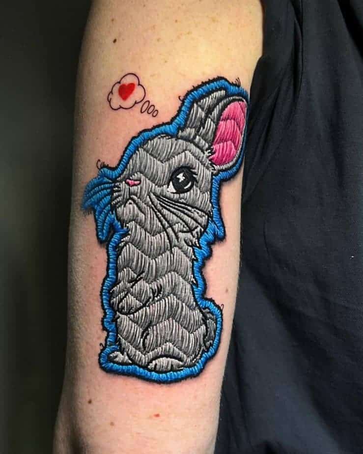 11. Kaninchen-Stickerei-Tattoo