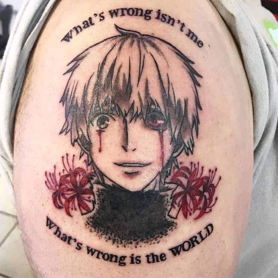 8. Tokyo Ghoul Tattoo mit einem Zitat