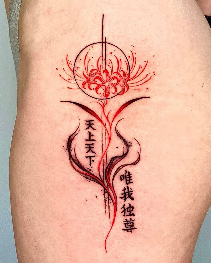 16. Rote Spinnenlilie Tattoo