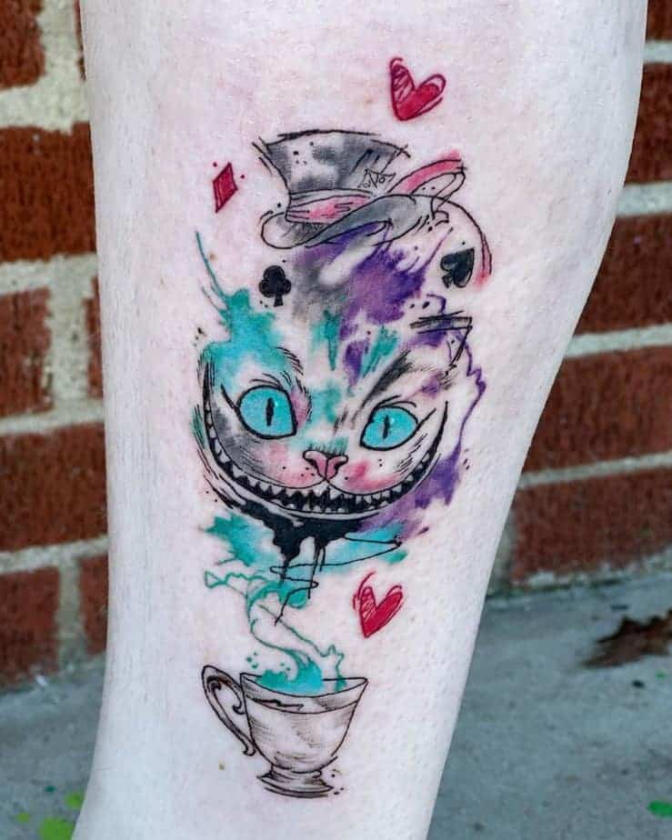 1. Aquarell-Tattoo der Cheshire Cat