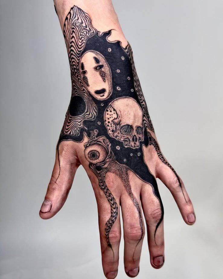 17. No-Face Hand-Tattoo