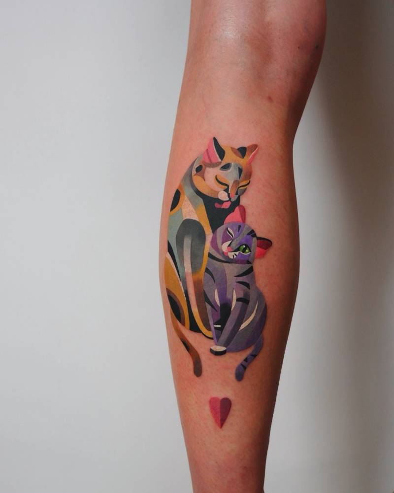 16. Zeitgenössisches Katzen-Tattoo