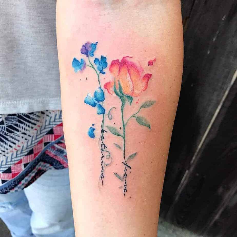 12. Aquarellierte Zuckererbse als Tattoo