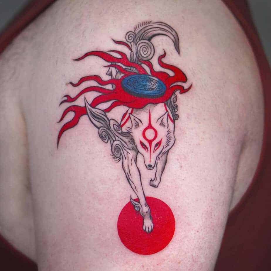 2. Okami-Tattoo auf der Schulter