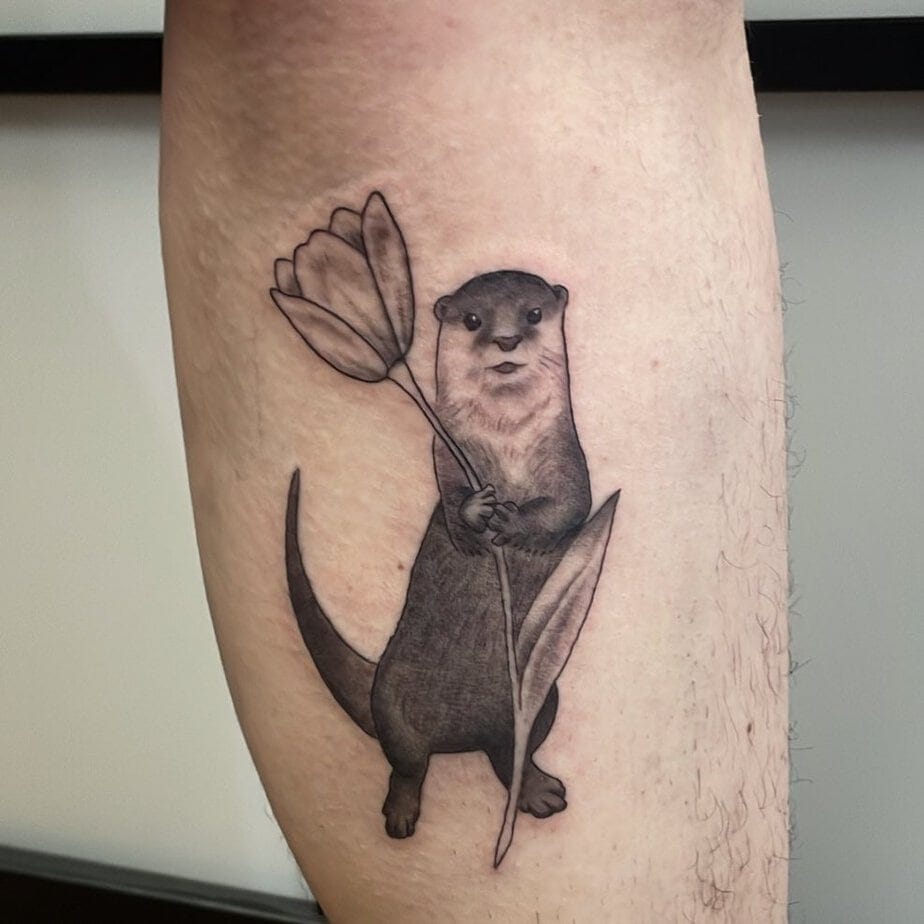 17. Otter mit einem Tulpengeschenk